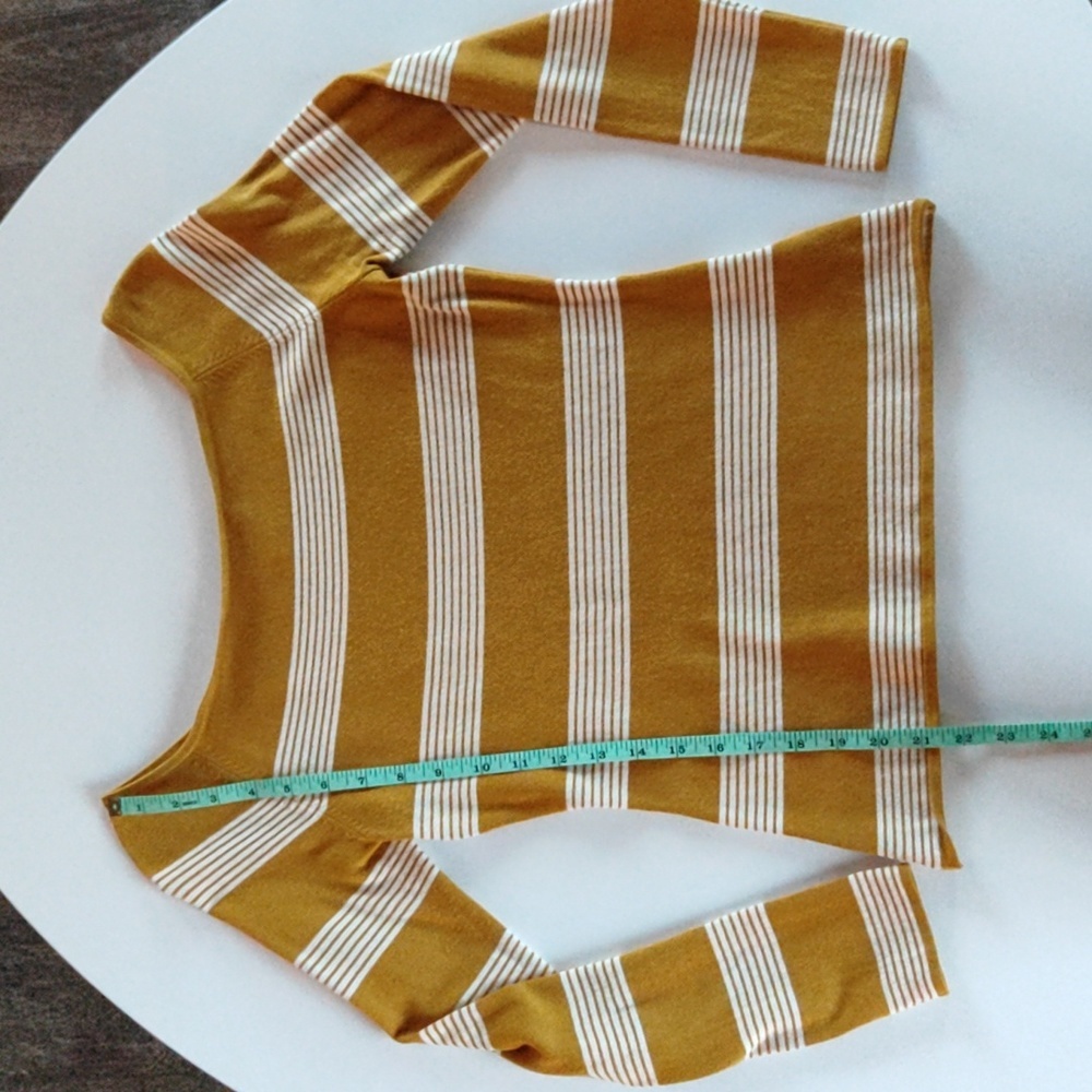 H&M Yellow and White Fitted Ribbed Long Sleeve Top - Picture 8 of 8